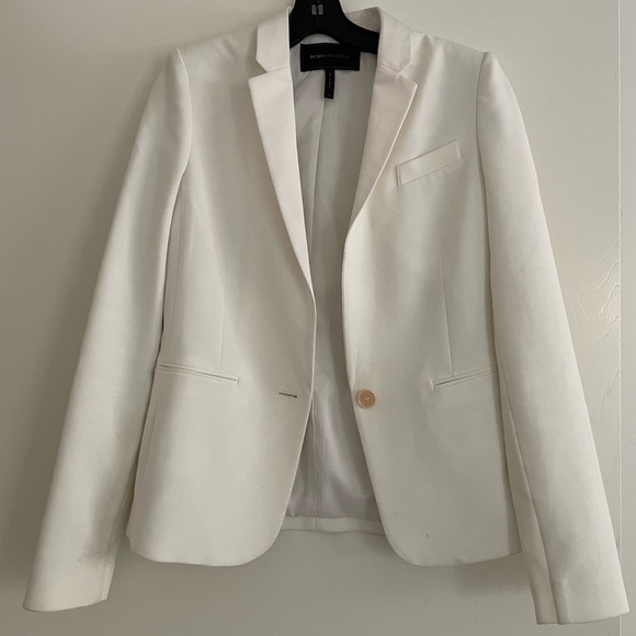 BCBGMAXAZRIA Women's Tie Waist Blazer White Size Small